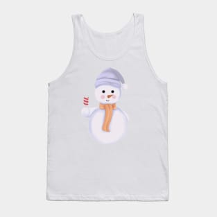 Christmas Snowman with Scarf,Beanie and Marshmallow. Tank Top